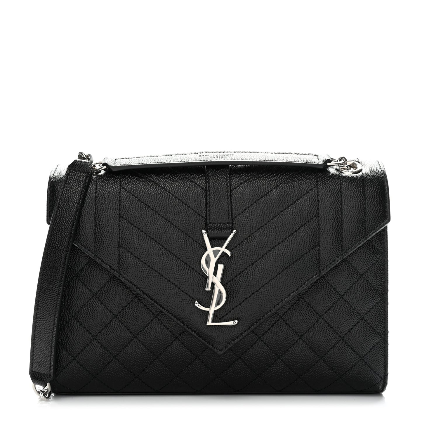 Grain De Poudre Textured Mixed Matelasse Triquilt Medium Monogram Satchel Black