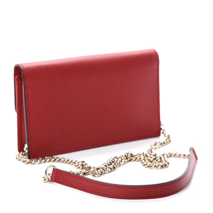 Gucci Dollar Calfskin Interlocking G Chain Wallet Red 3 of 11