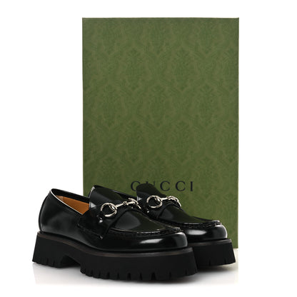 Gucci Cordovan Lux Womens Horsebit 45mm Platform Loafers 37.5 Black 12 of 12
