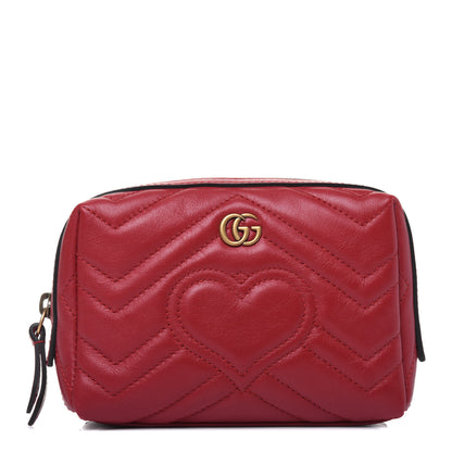Gucci Calfskin Matelasse GG Marmont Cosmetic Case Hibiscus Red 1 of 12