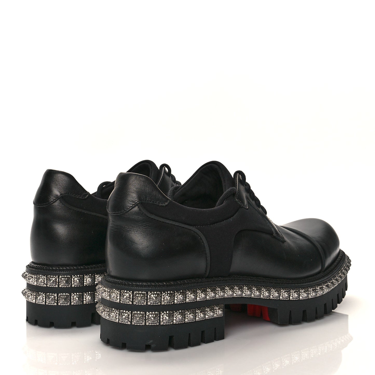 Calfskin Neoprene Studded Derby Oxfords 41 Black Gunmetal