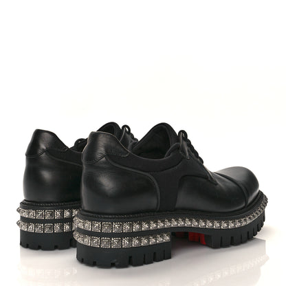 Christian Louboutin Calfskin Neoprene Studded Derby Oxfords 41 Black Gunmetal 4 of 10