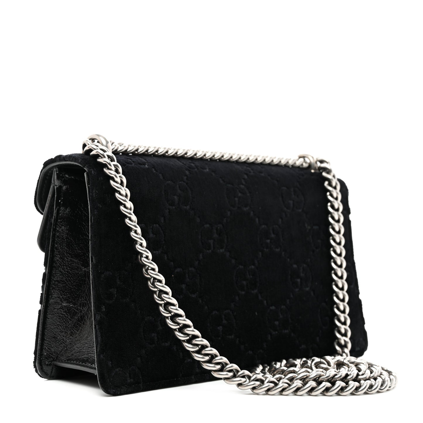 Velvet Skipper Crystal GG Monogram Small Dionysus Shoulder Bag Black Black Diamond
