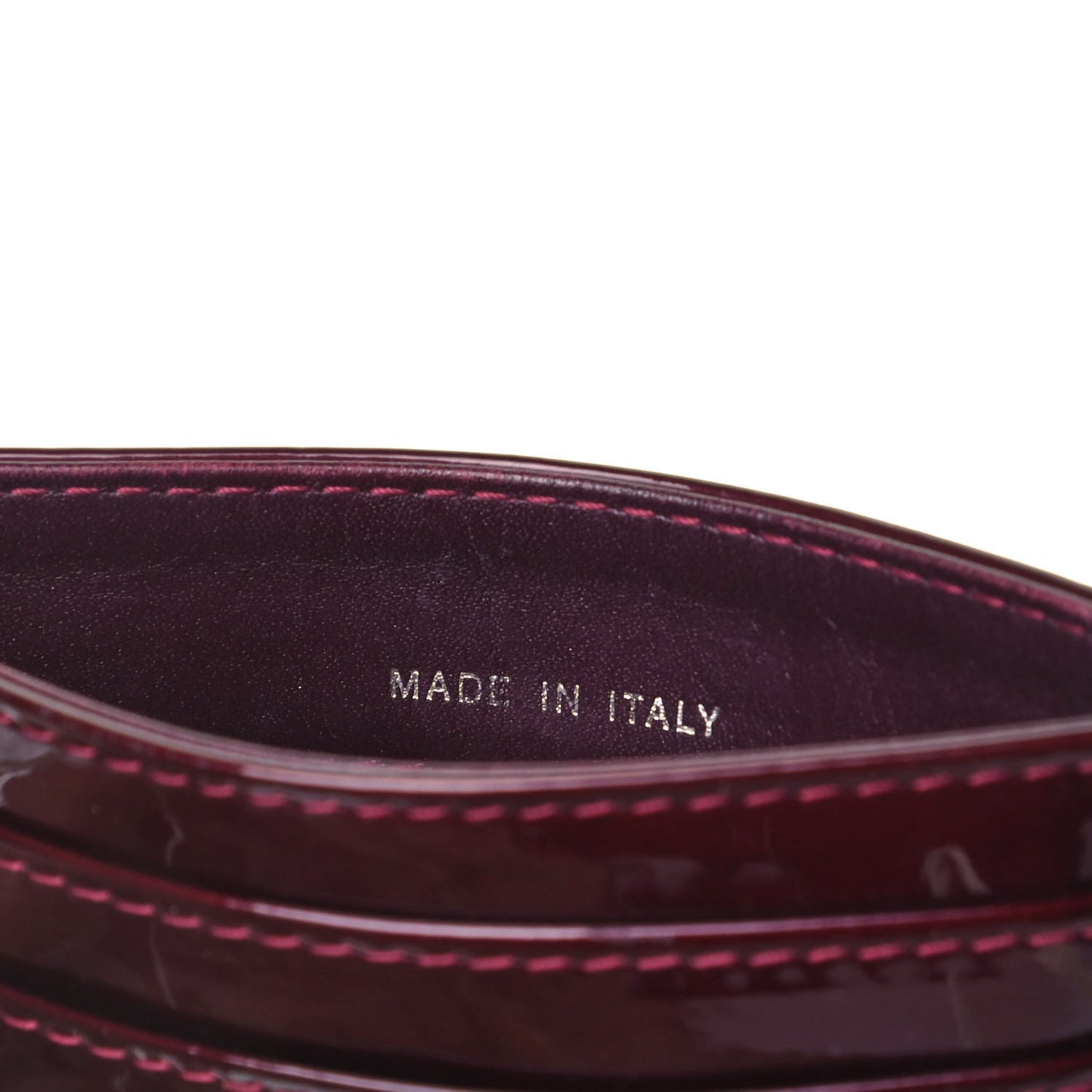 Patent Quilted Brilliant Card Holder Light Burgundy