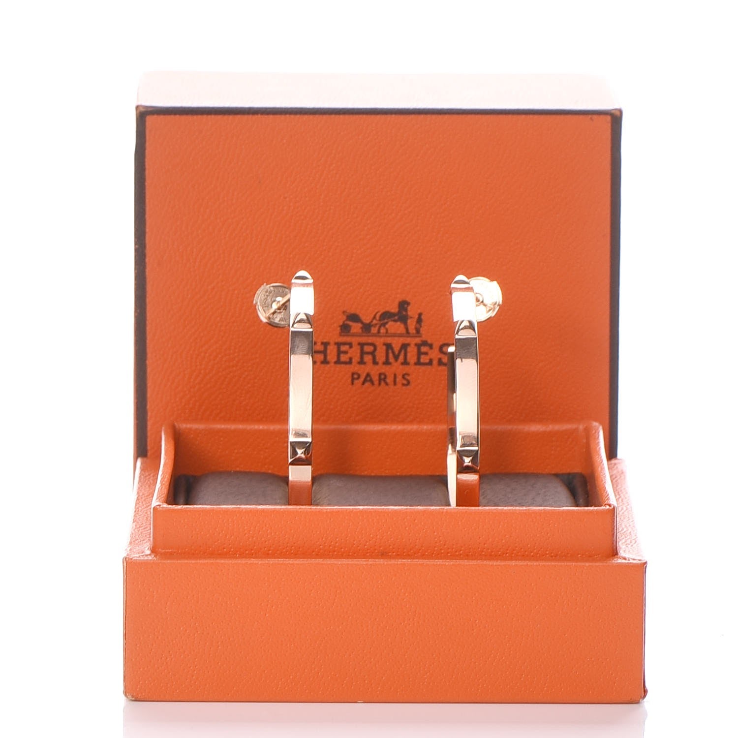 Hermes 18K Rose Gold Mini Clous Hoop Earrings 6 of 6