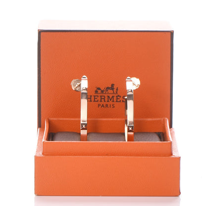 Hermes 18K Rose Gold Mini Clous Hoop Earrings 6 of 6