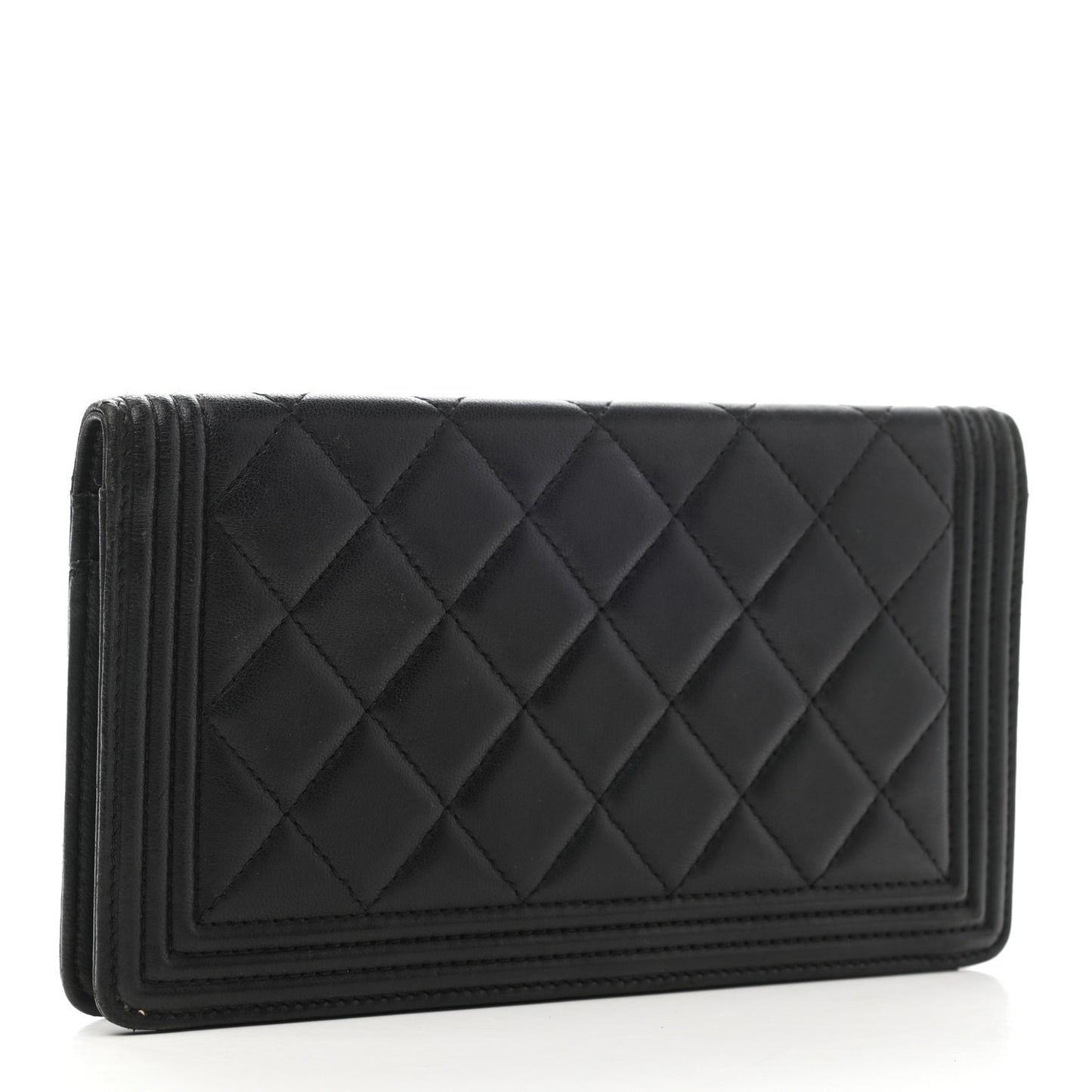 Lambskin Quilted Boy Yen Wallet Black