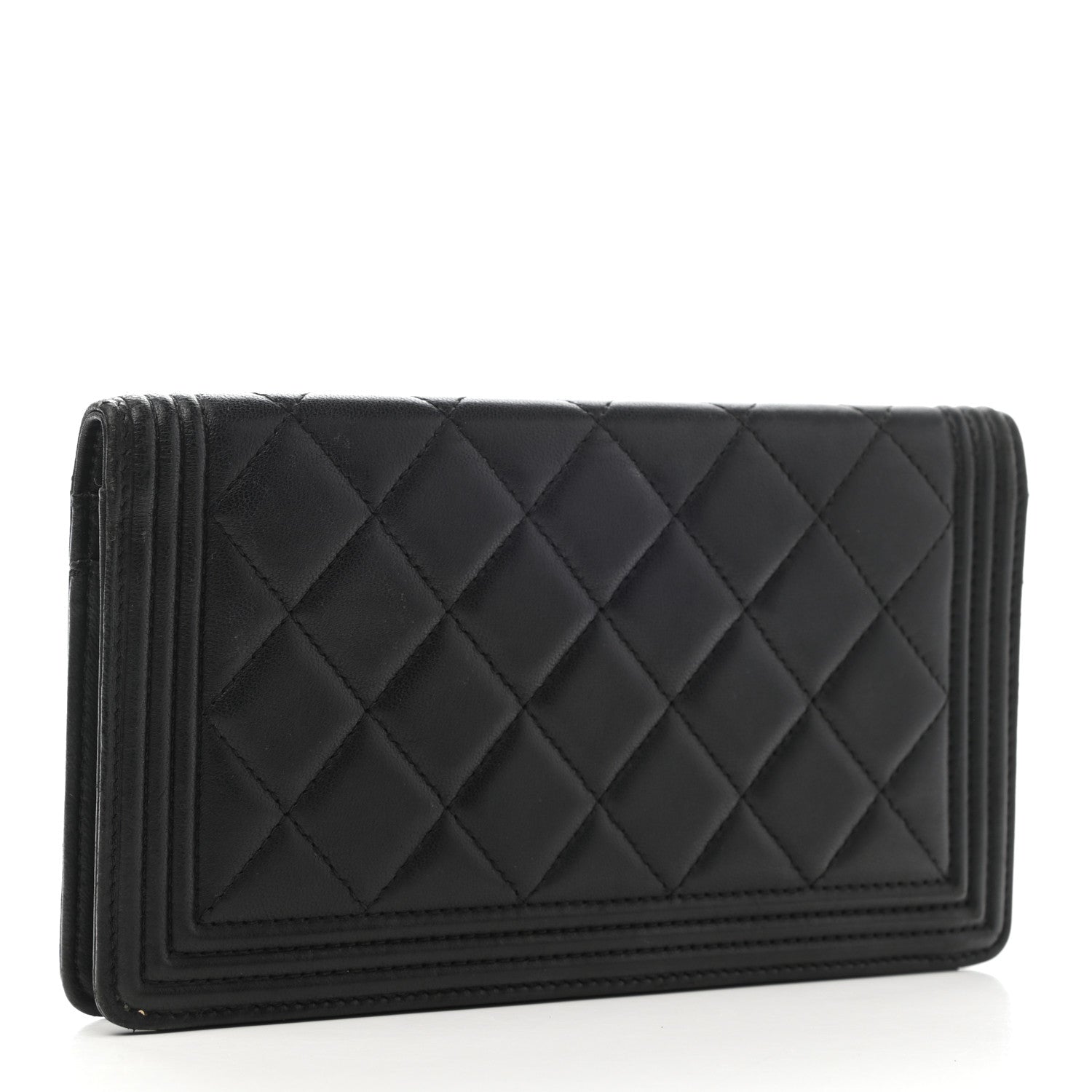 Chanel Lambskin Quilted Boy Yen Wallet Black 3 of 9