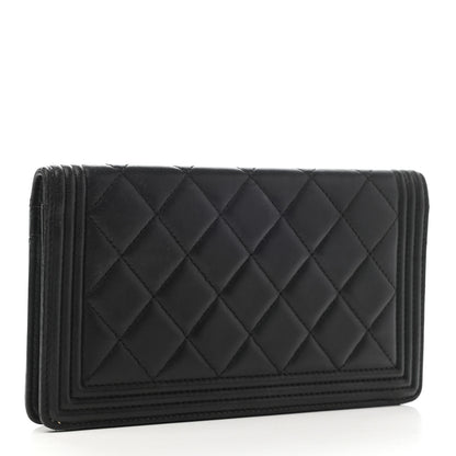 Chanel Lambskin Quilted Boy Yen Wallet Black 3 of 9
