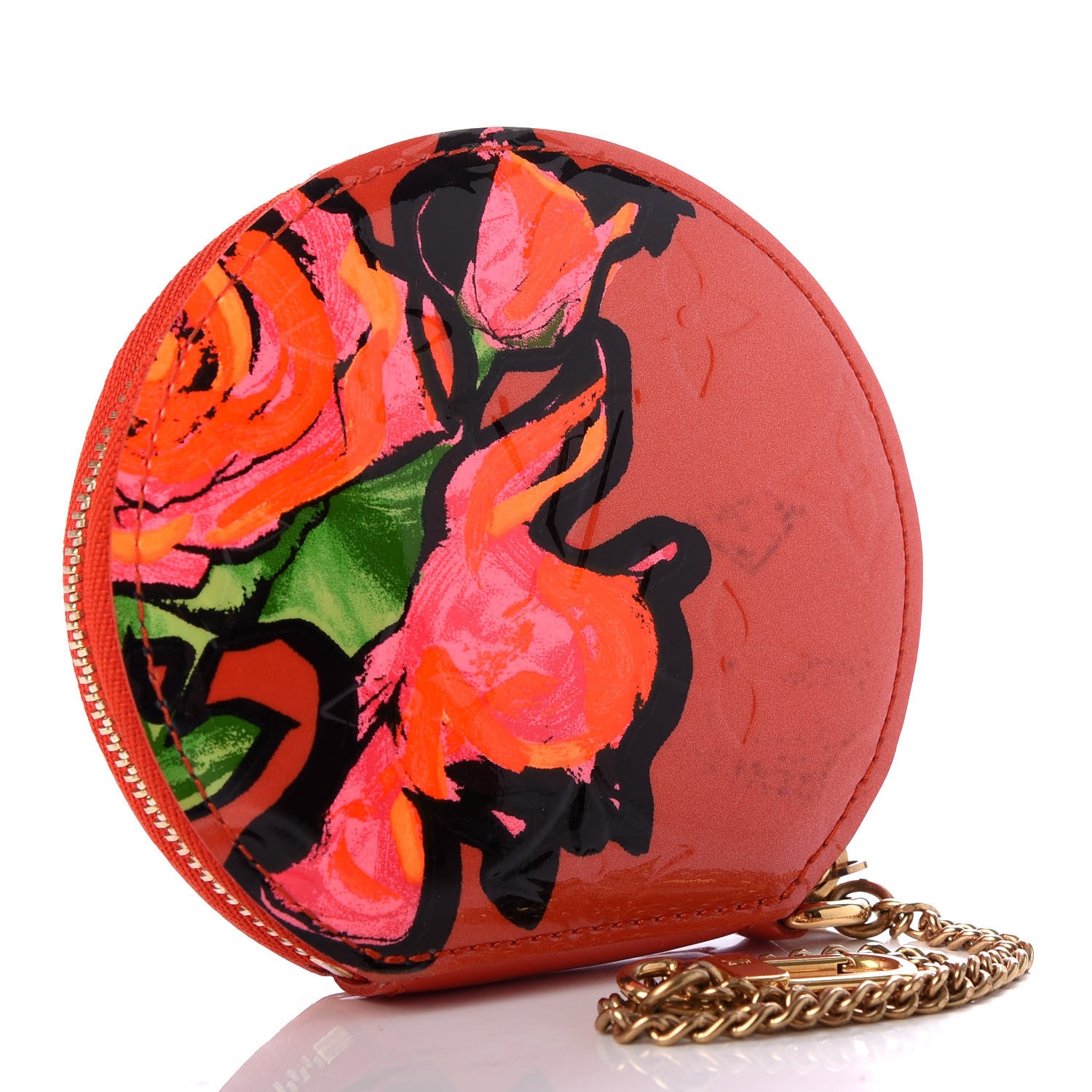 Louis Vuitton Vernis Roses Chapeau Coin Purse Orange Sunset 3 of 7