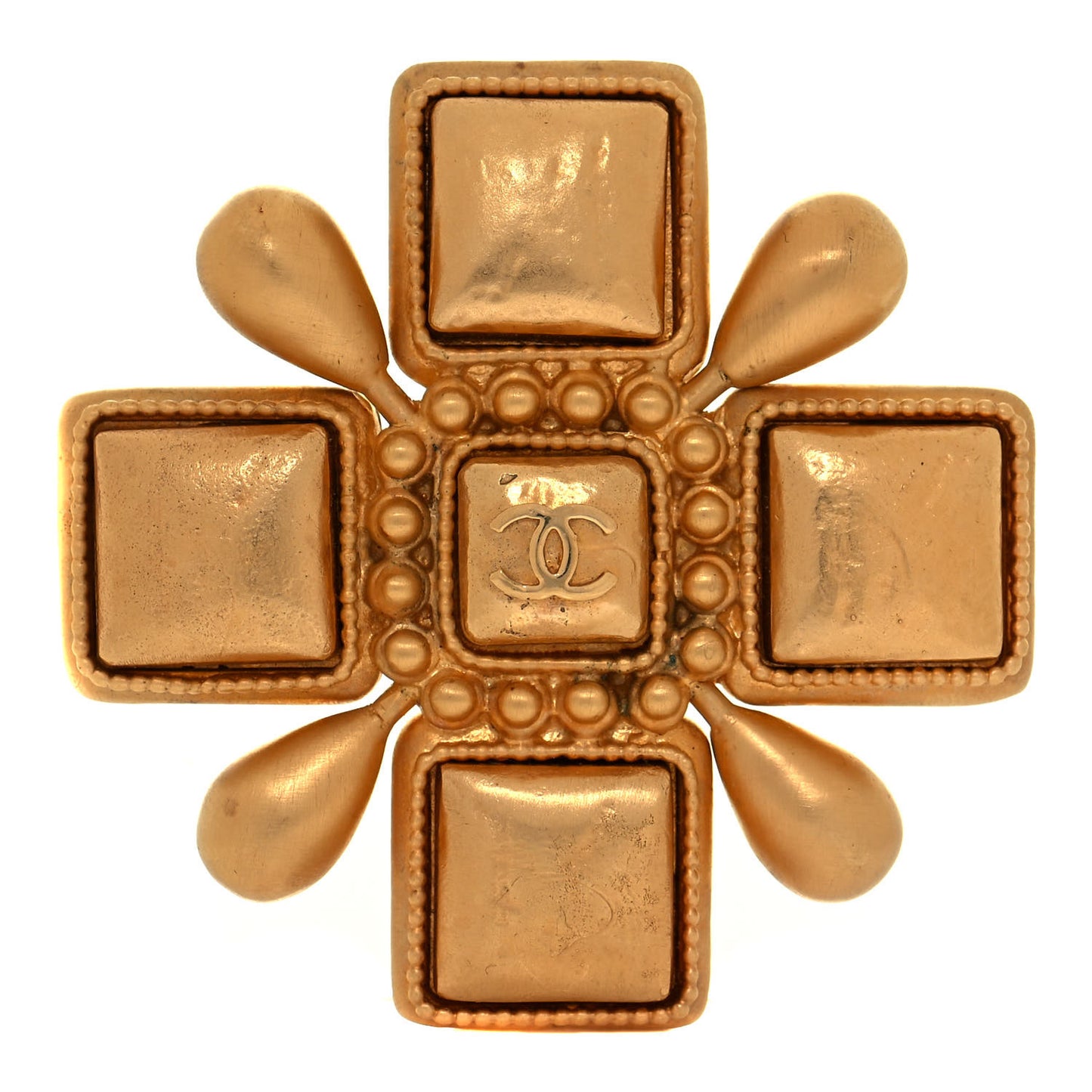 CC Cross Brooch Gold