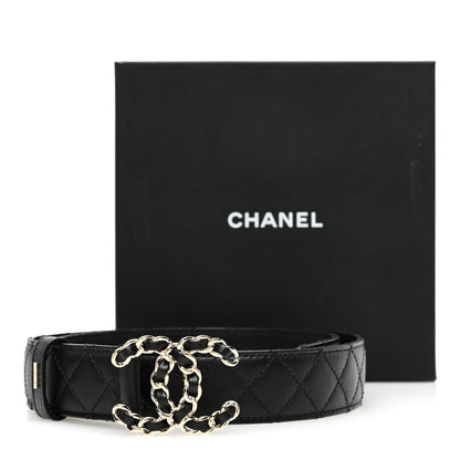 Chanel Calfskin Quilted CC Chain Belt 80 32 Black 5 of 5