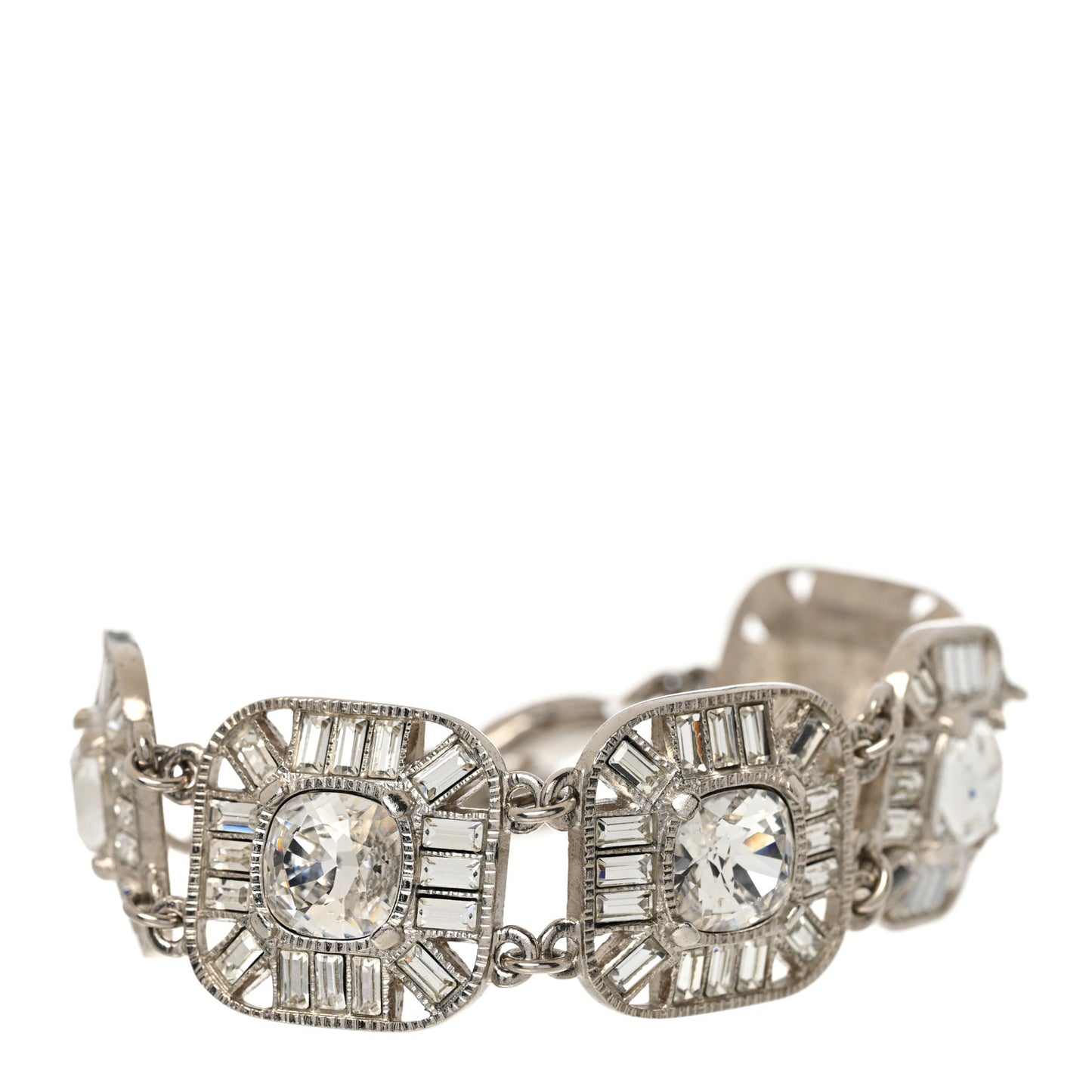 Crystal CC Cuff Bracelet Silver