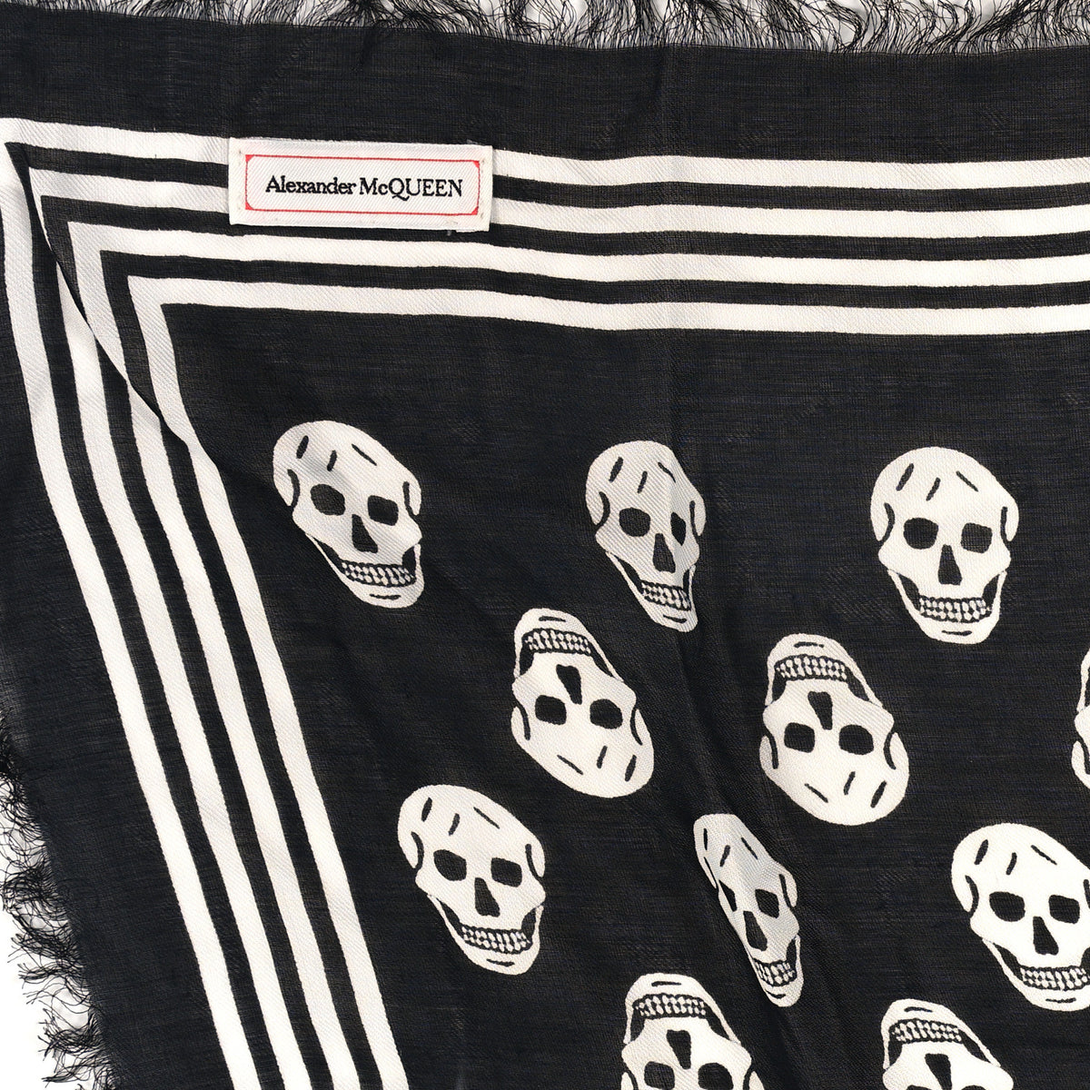 Silk Chiffon Skull Scarf Black White