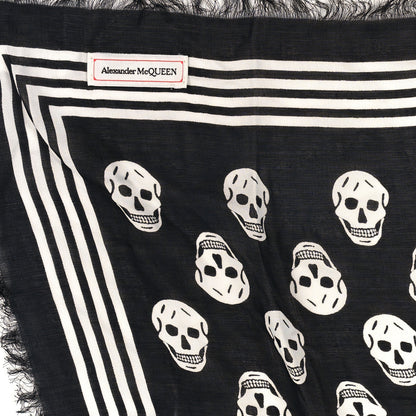 Alexander McQueen Silk Chiffon Skull Scarf Black White 3 of 3