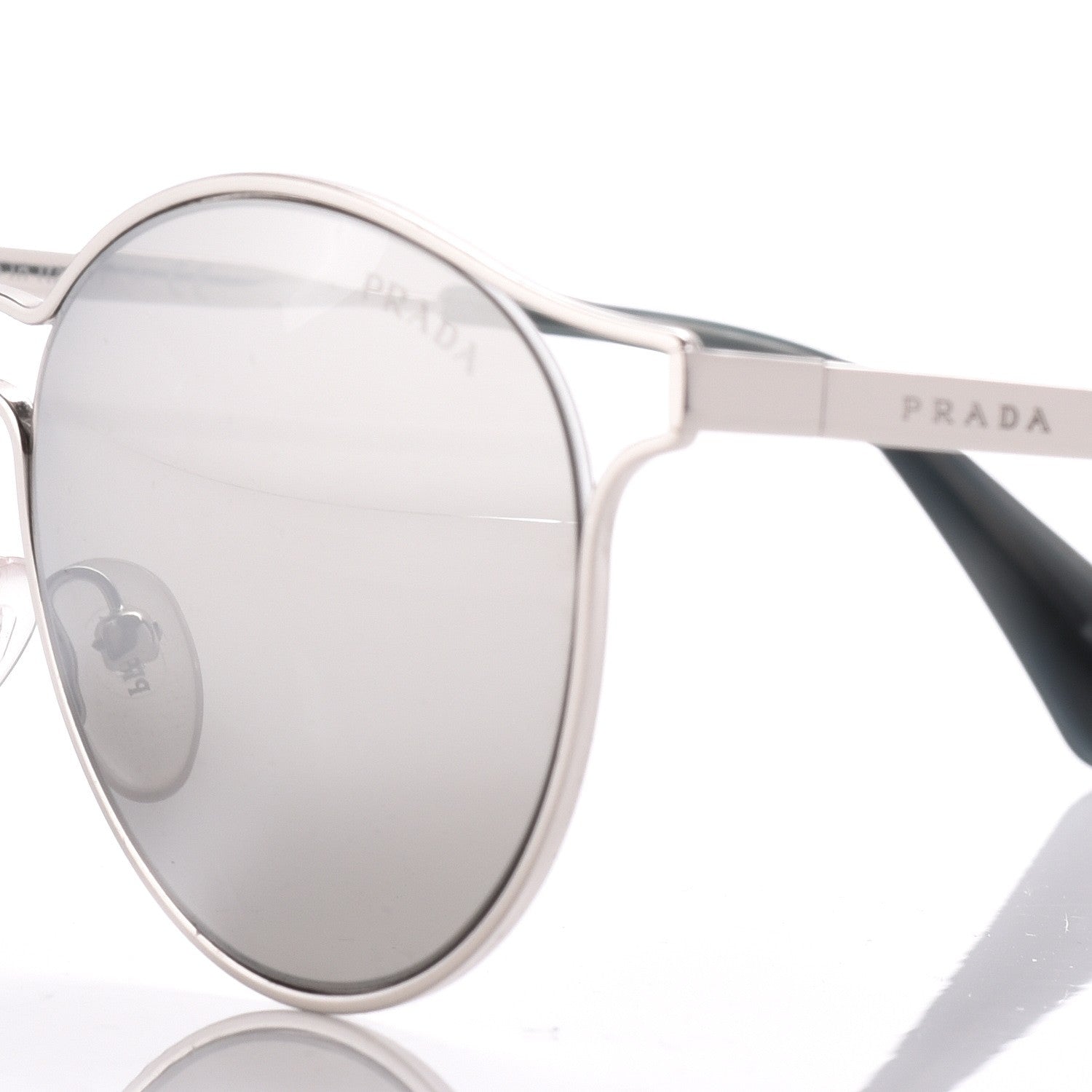 Prada Mirrored Cinema Sunglasses SPR 62S Silver 7 of 8