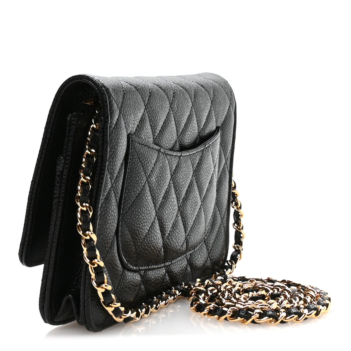 Caviar Quilted Wallet On Chain WOC Black