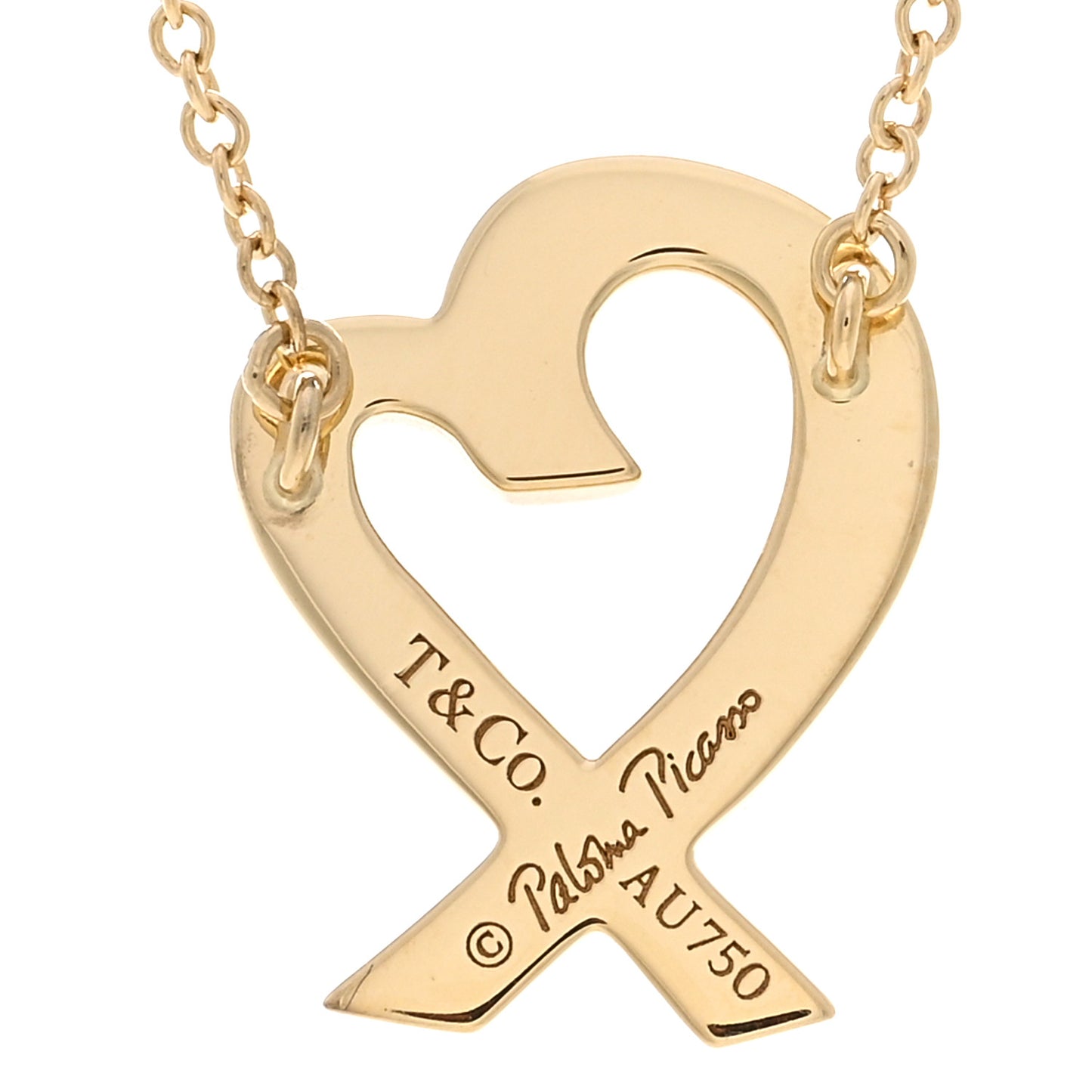 18K Yellow Gold Small Paloma Picasso Loving Heart Pendant Necklace