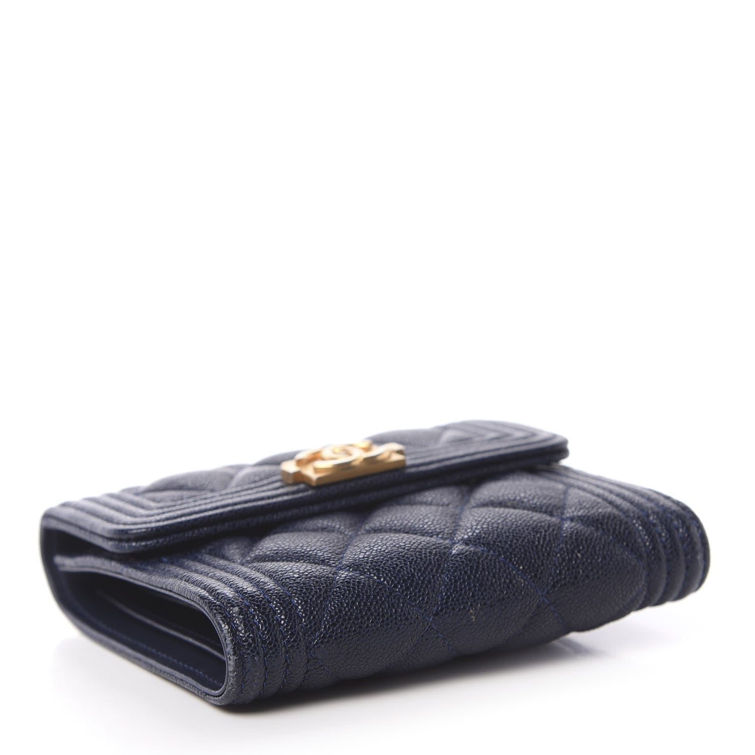 Chanel Caviar Quilted Compact Boy Wallet Blue 4 of 9
