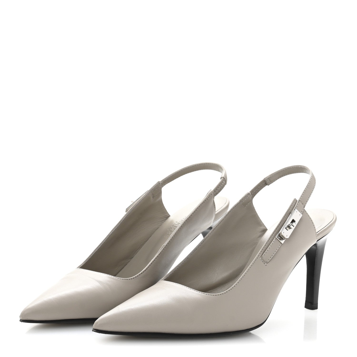 Hermes Nappa Lover 80 Slingback Pumps 36 Beige Galet 4 of 10