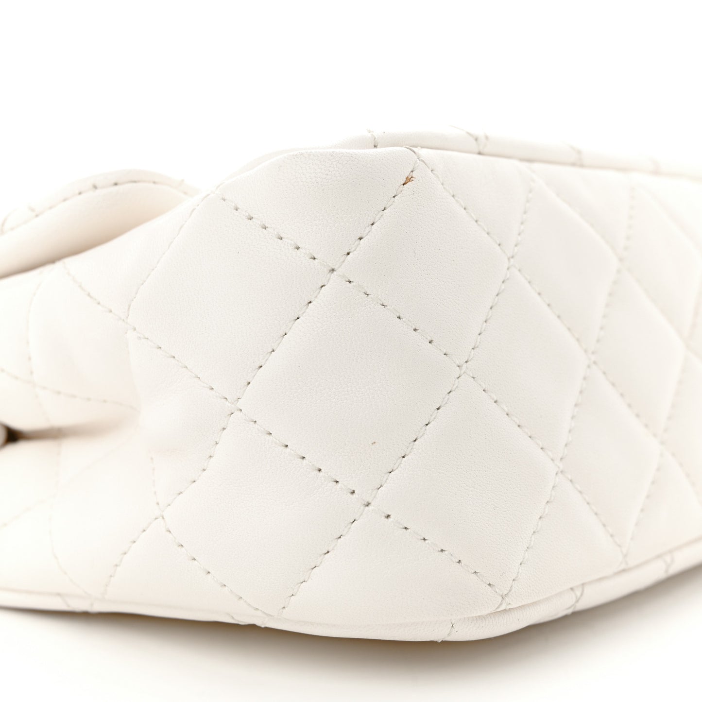 Lambskin Quilted Mini Pearl Crush Flap White