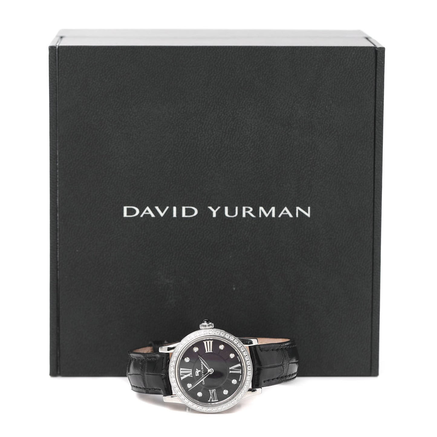 Stainless Steel Alligator Diamond Bezel 30mm Classic Quartz Watch Black
