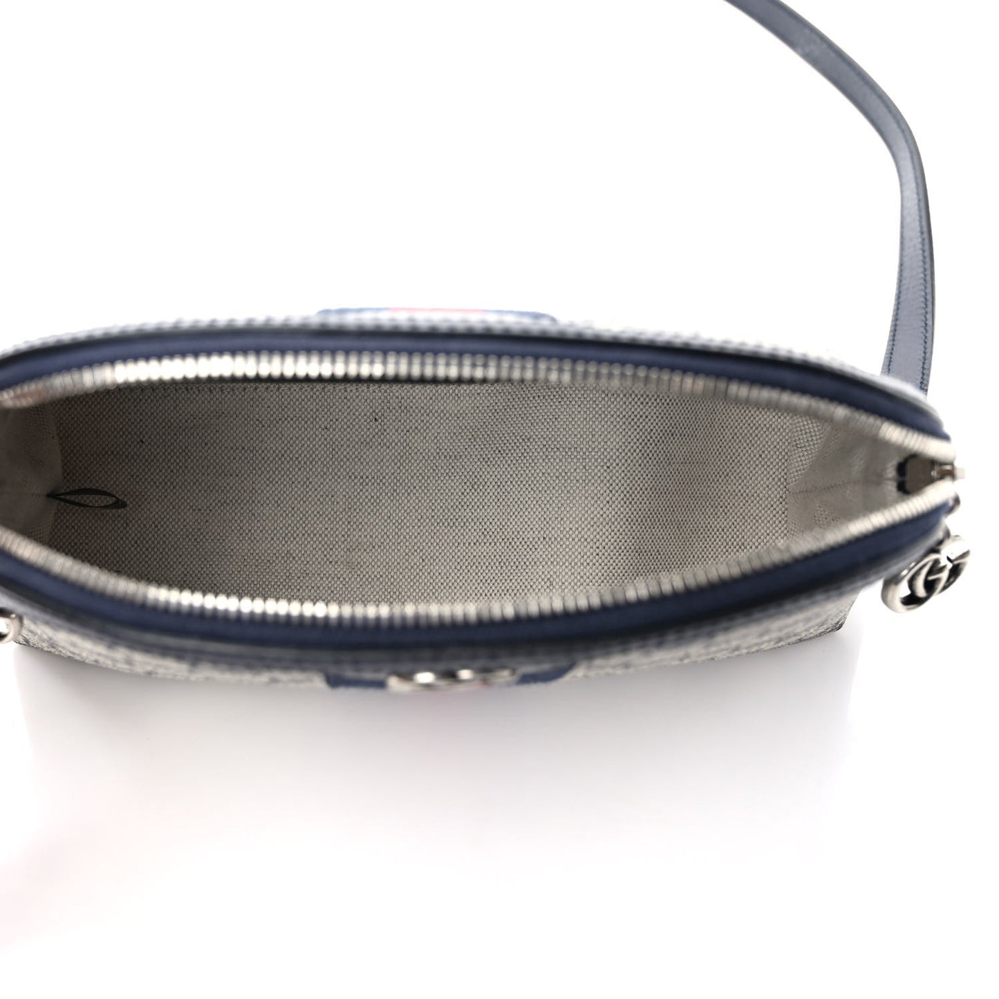 GG Supreme Monogram Textured Dollar Calfskin Web Small Ophidia Dome Shoulder Bag Beige Blue