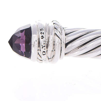 David Yurman Sterling Silver Diamond Amethyst 7mm Cable Crossover Bracelet 4 of 4