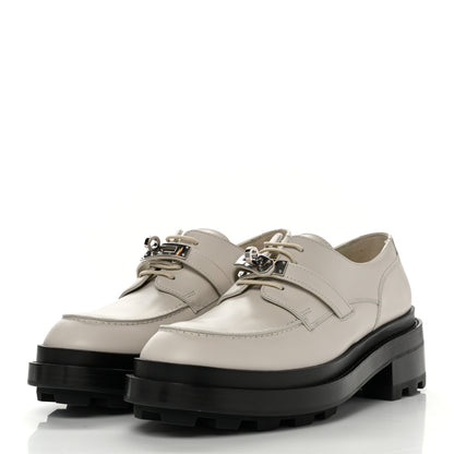 Hermes Glossed Calfskin First Derby 37.5 Beige Glaise 3 of 9