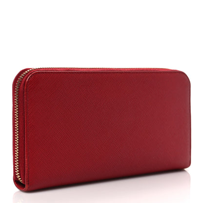 Prada Saffiano Triangle Zip Around Wallet Fuoco 3 of 6