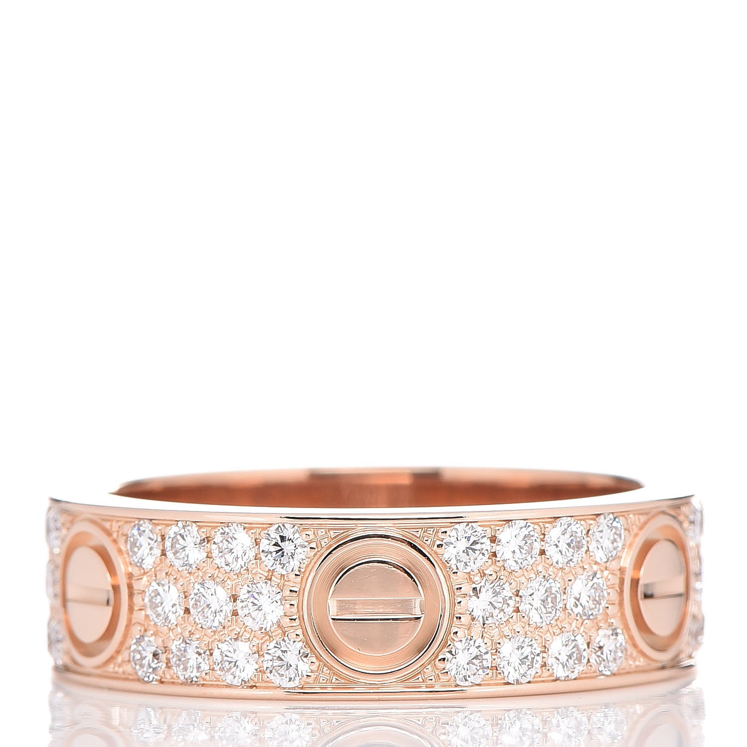 Cartier 18K Pink Gold Diamond 6.5mm LOVE Paved Ring 60 9 3 of 6