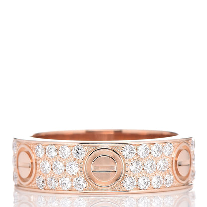 Cartier 18K Pink Gold Diamond 6.5mm LOVE Paved Ring 60 9 3 of 6