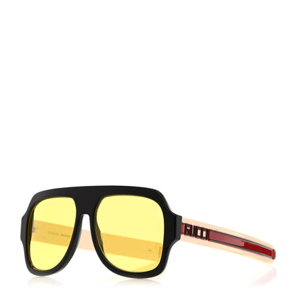 Gucci Acetate Sunglasses GG0255S Black Yellow 1 of 8
