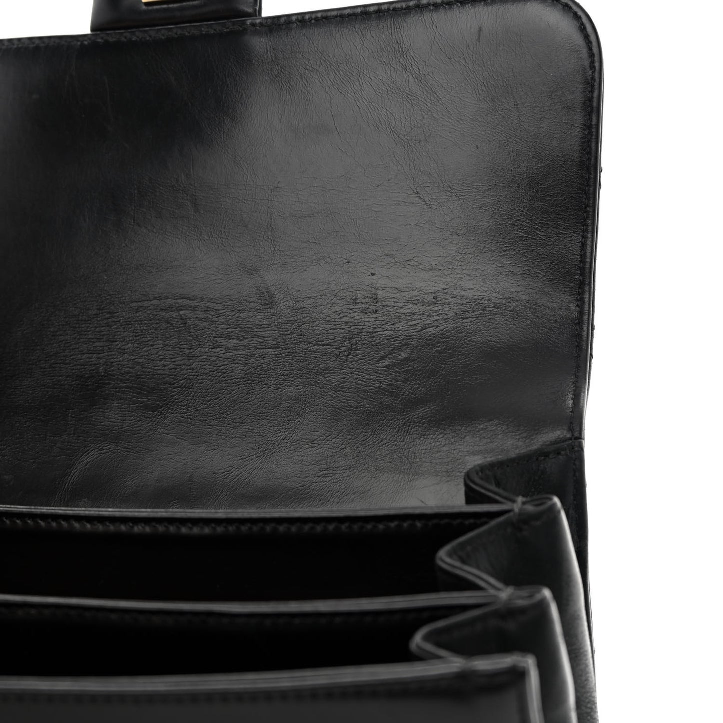 Iridescent Calfskin Quilted Small Straight Lined Flap Black