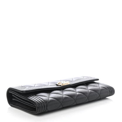 Chanel Caviar Quilted Large Boy Gusset Flap Wallet Black 3 of 4