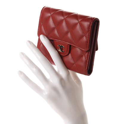 Chanel Lambskin Quilted Compact Flap Wallet Red 2 of 9