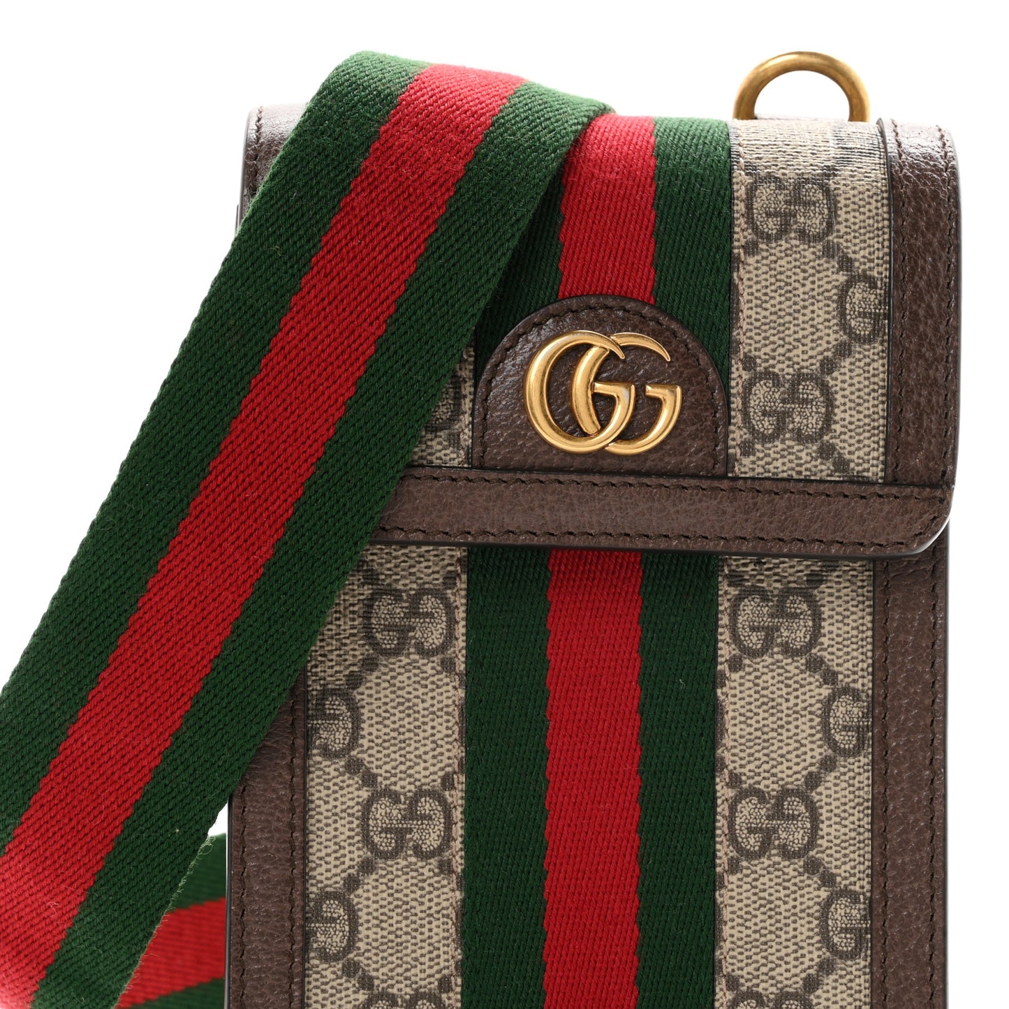 GG Supreme Monogram Web Mini Ophidia Crossbody Bag Detachable Wallet Beige Ebony