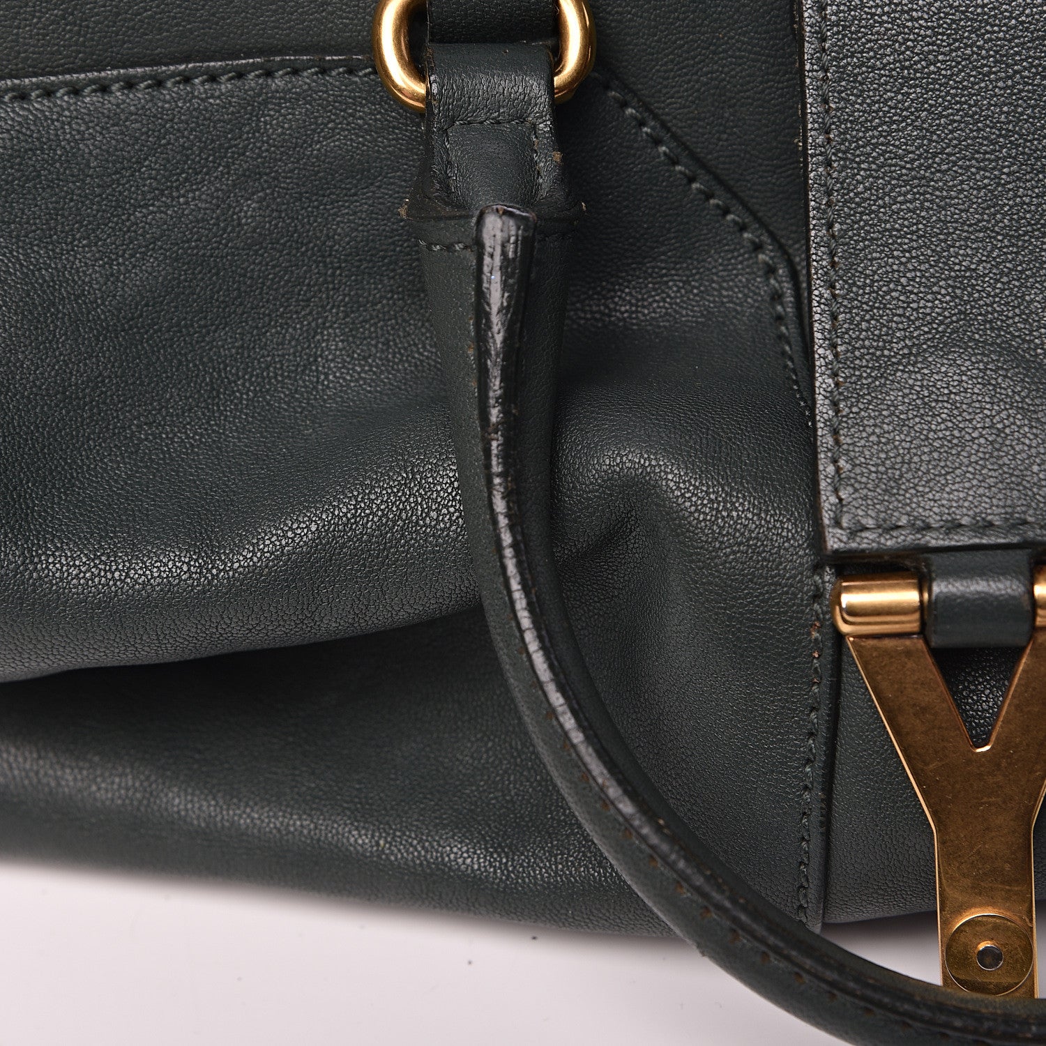 Saint Laurent Sheepskin Small Cabas ChYc Dark Green 8 of 19