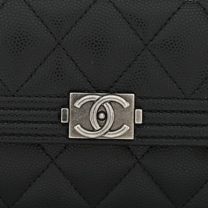 Chanel Caviar Quilted Large Boy Gusset Flap Wallet Black 10 of 12