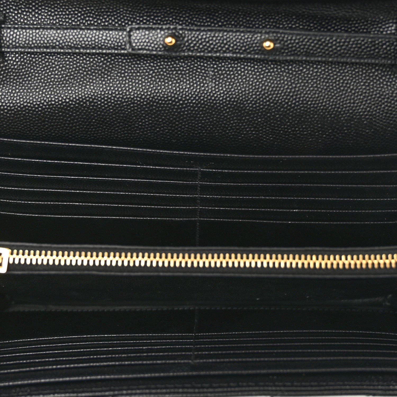 Saint Laurent Grain De Poudre Matelasse Chevron Monogram Chain Wallet Black 6 of 10