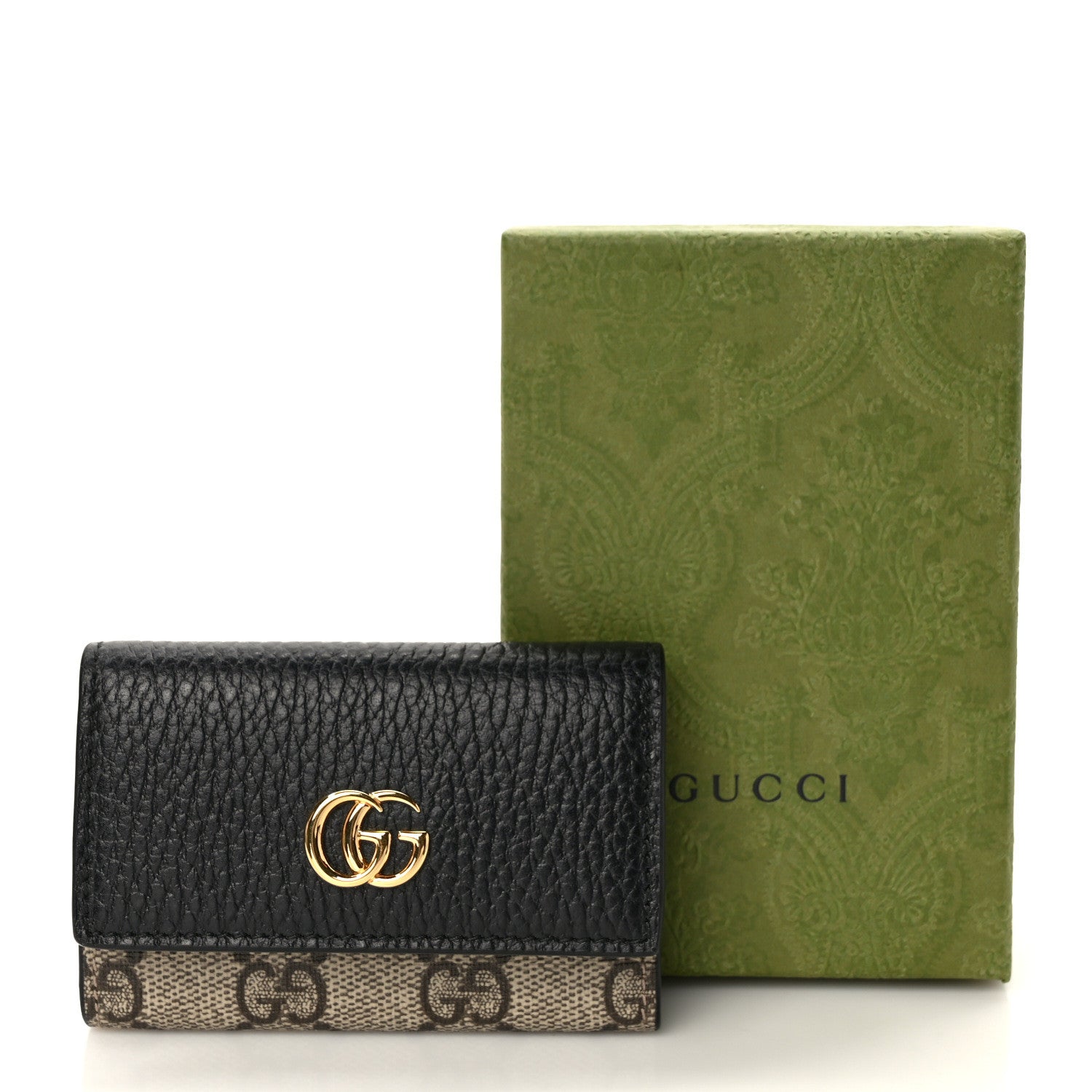 Gucci Dollar Calfskin GG Supreme Monogram GG Marmont 6 Key Holder Case Black Beige Ebony 7 of 7