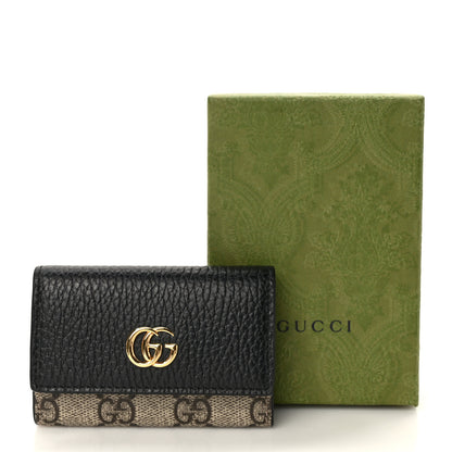 Gucci Dollar Calfskin GG Supreme Monogram GG Marmont 6 Key Holder Case Black Beige Ebony 7 of 7