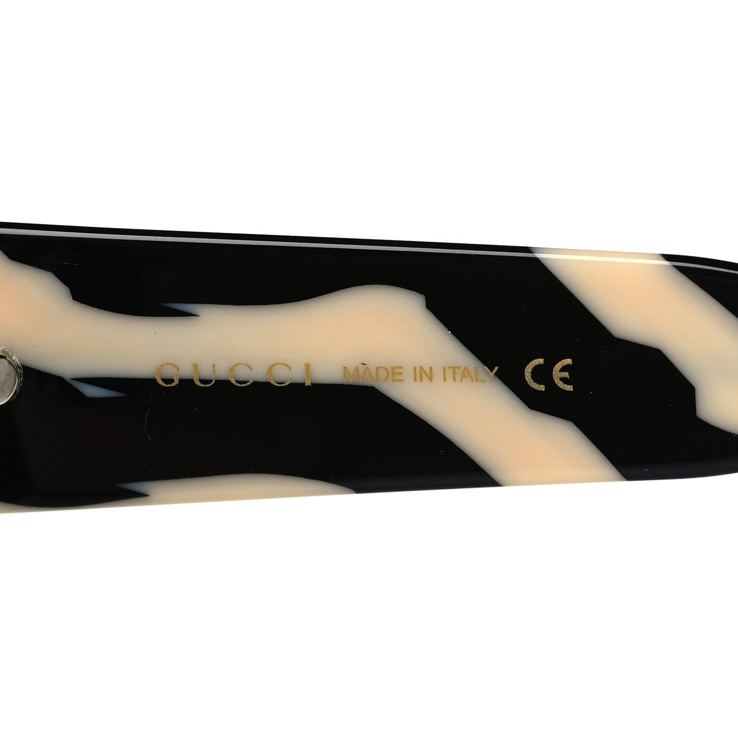 Gucci Acetate Square Frame Striped GG0178S Sunglasses Black Ivory 5 of 8