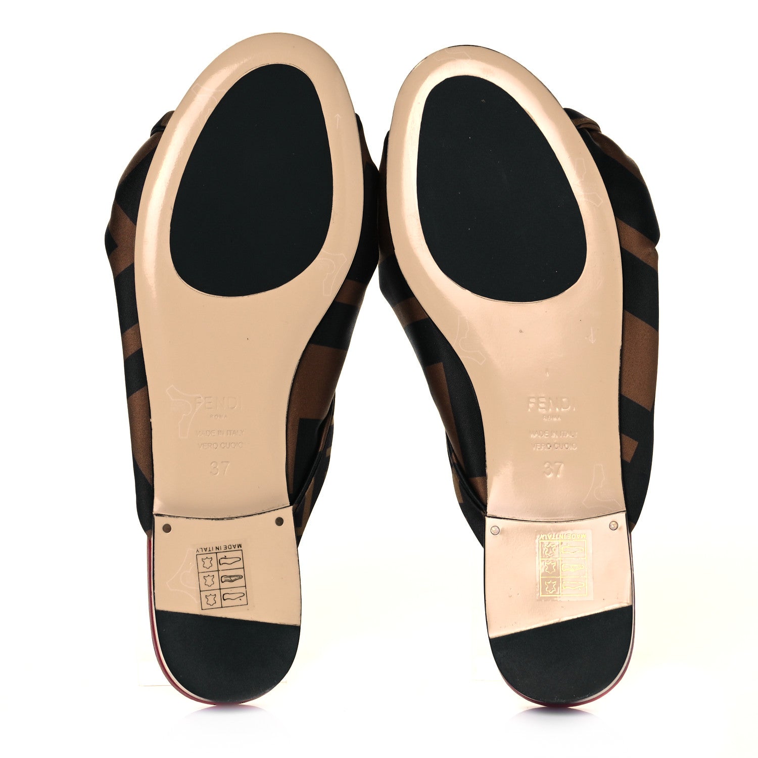 Fendi Silk FF Twist Flat Mules 37 Tobacco 5 of 7