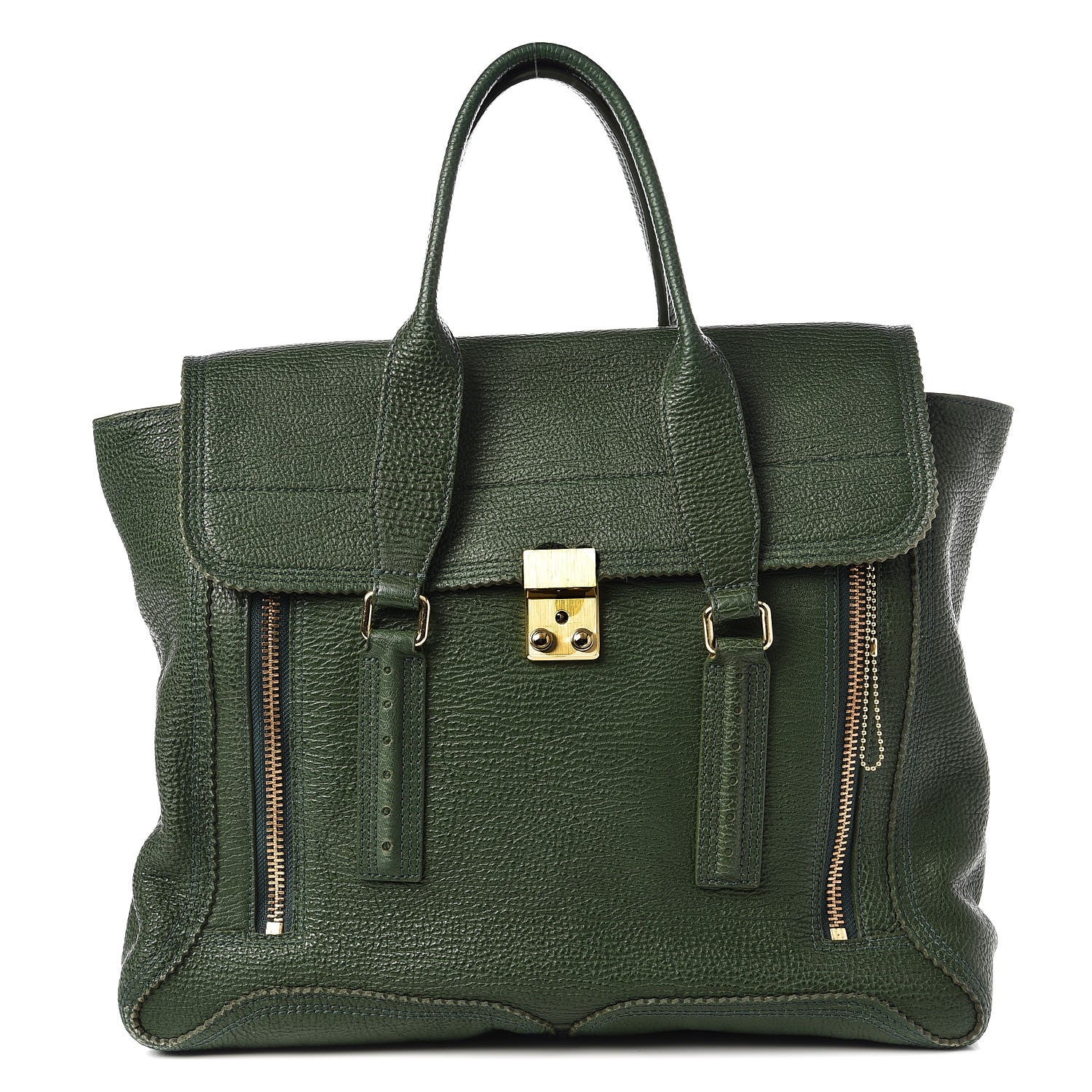 3.1 Phillip Lim 3.1 Textured Calfskin Large Pashli Satchel Jade 1 of 16