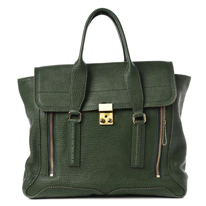 3.1 Phillip Lim 3.1 Textured Calfskin Large Pashli Satchel Jade 1 of 16