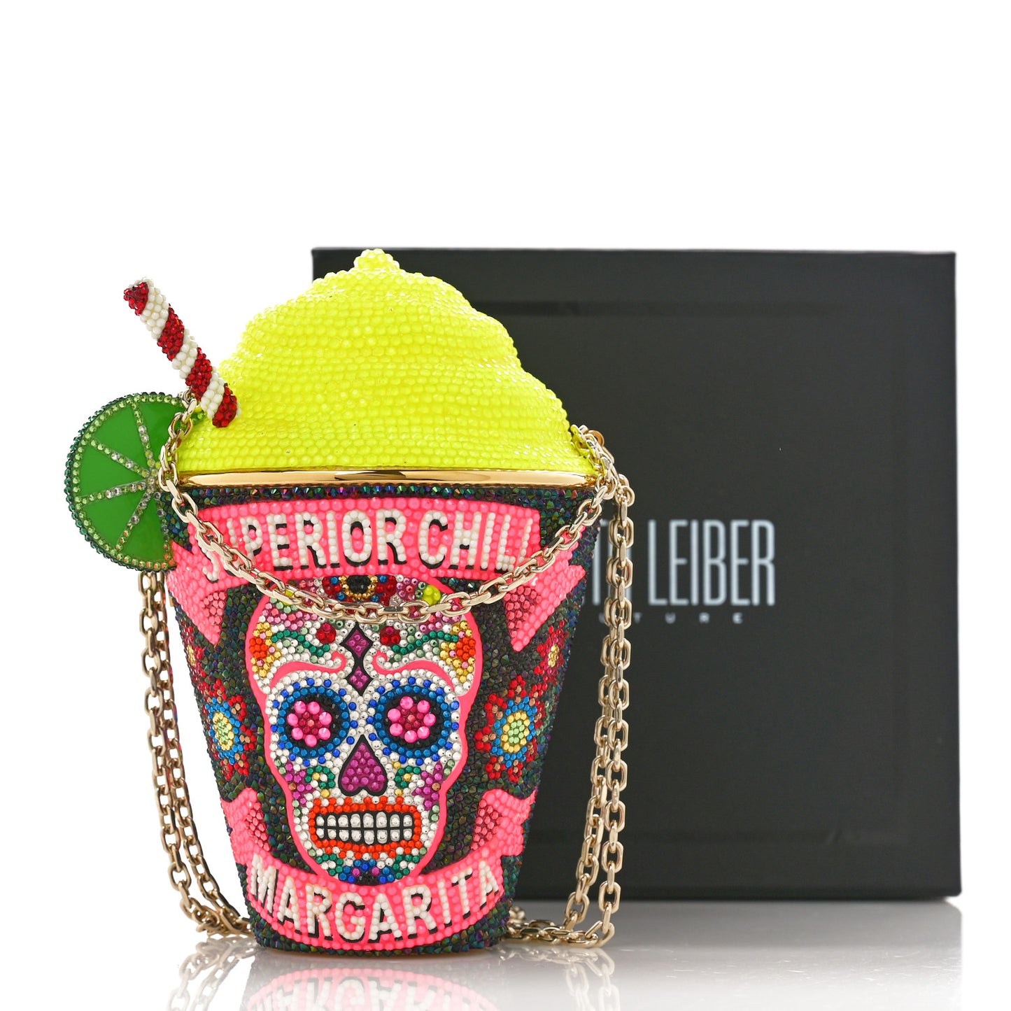 Crystal Frozen Margarita Minaudiere Clutch Multicolor