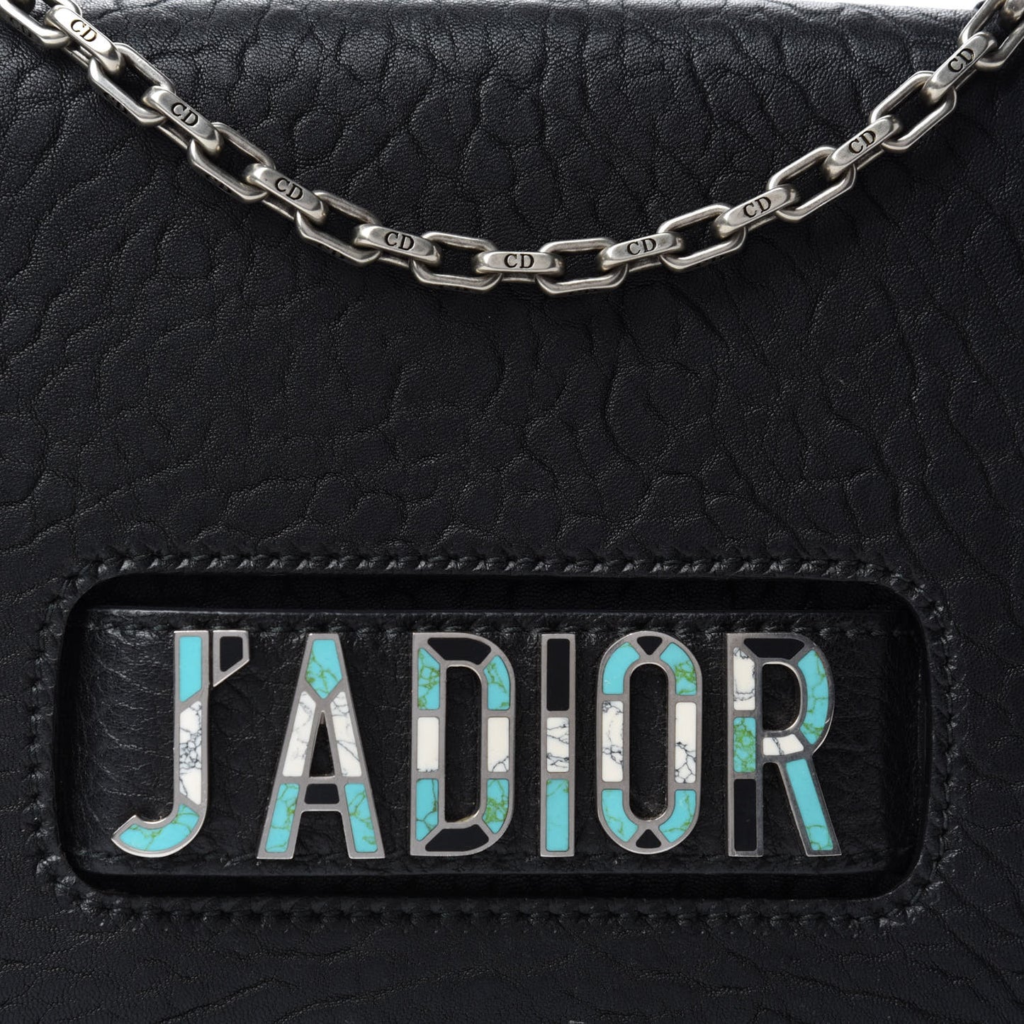 Canyon Grained Lambskin J'Adior Chain Flap Bag Black