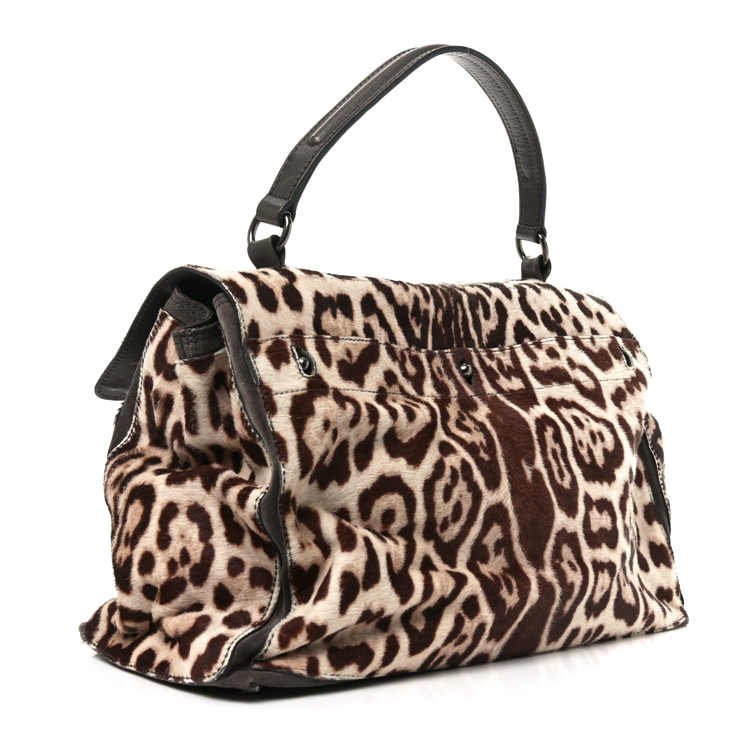 Saint Laurent Pony Hair Leopard Suede Calfskin Print Large Muse Two Brown 3 of 10