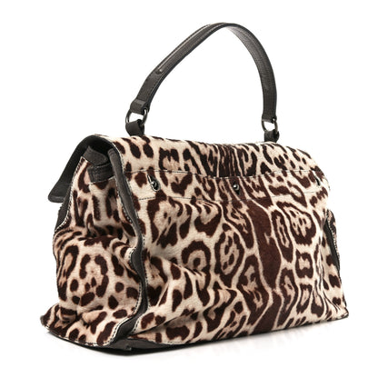 Saint Laurent Pony Hair Leopard Suede Calfskin Print Large Muse Two Brown 3 of 10